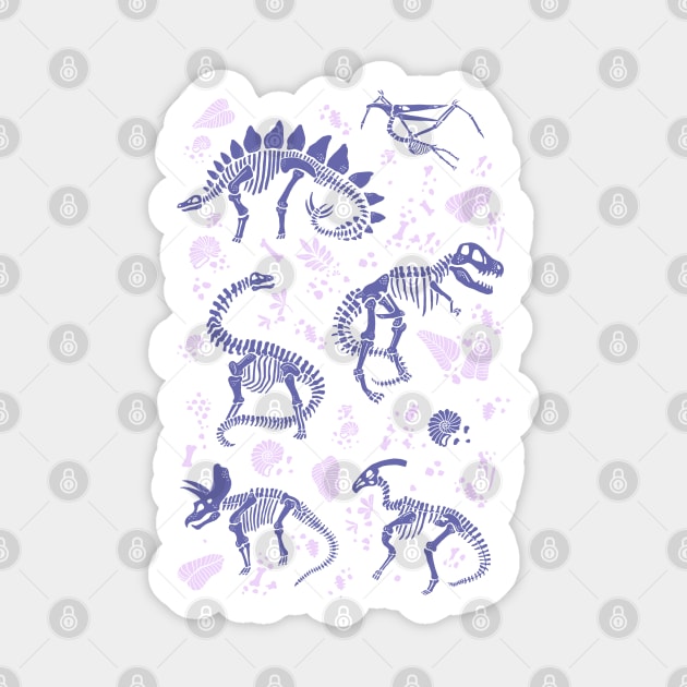 Excavated Dinosaurs on Very Peri Sticker by latheandquill